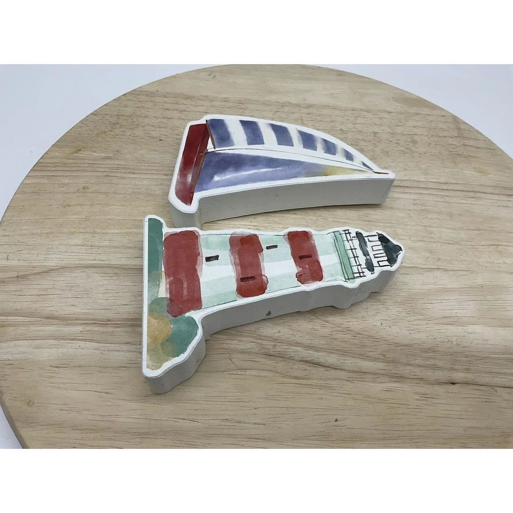 Hobby Lobby Boat Lighthouse Wall Plaques Set Of 2 Small Nautical Beach Decor
